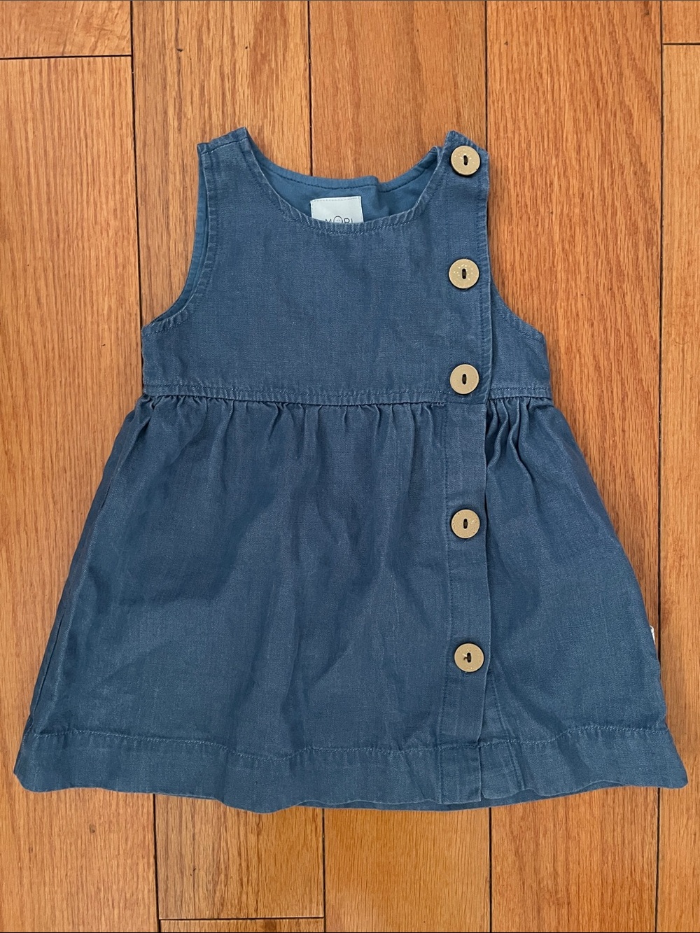 Girls' Denim-Style Button-Front Dress in Blue